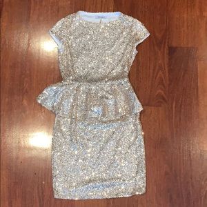 Gold sequin peplum dress